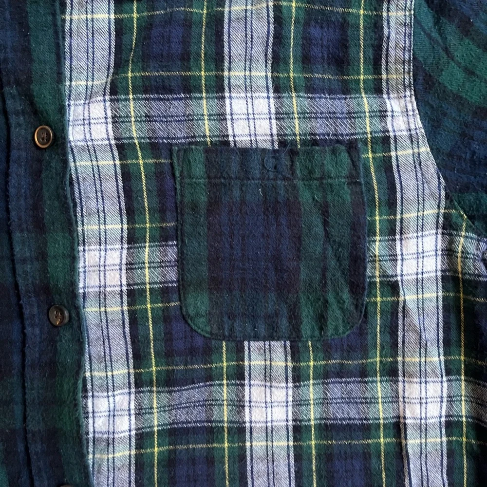 L.L. Bean mens plaid casual green long sleeve button down shirt size L - Picture 3 of 8